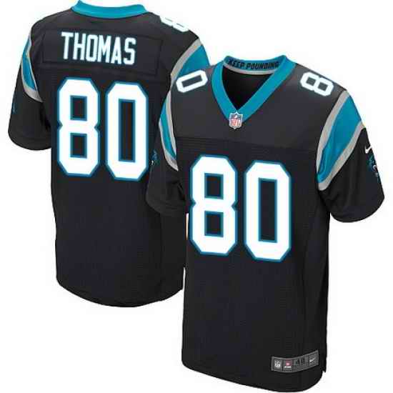Nike Panthers #80 Ian Thomas Black Team Color Mens Stitched NFL Elite Jersey